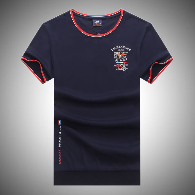 意大利鲨鱼服饰男装丅恤大码丝光棉男士圆领短袖t恤男纯棉潮流衣服中