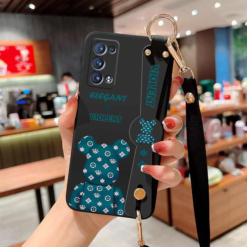 ayaleyopporeno6手机壳女网红布偶熊液态硅胶reno6pro个性镜头全包防