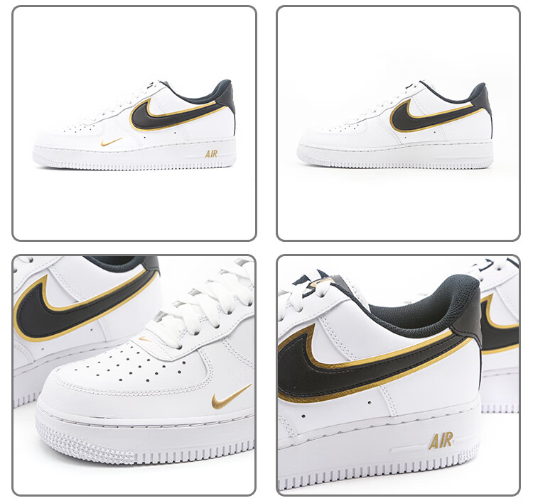 nike耐克airforce107lv8双钩白黑金男子低帮休闲运动板鞋da848110040