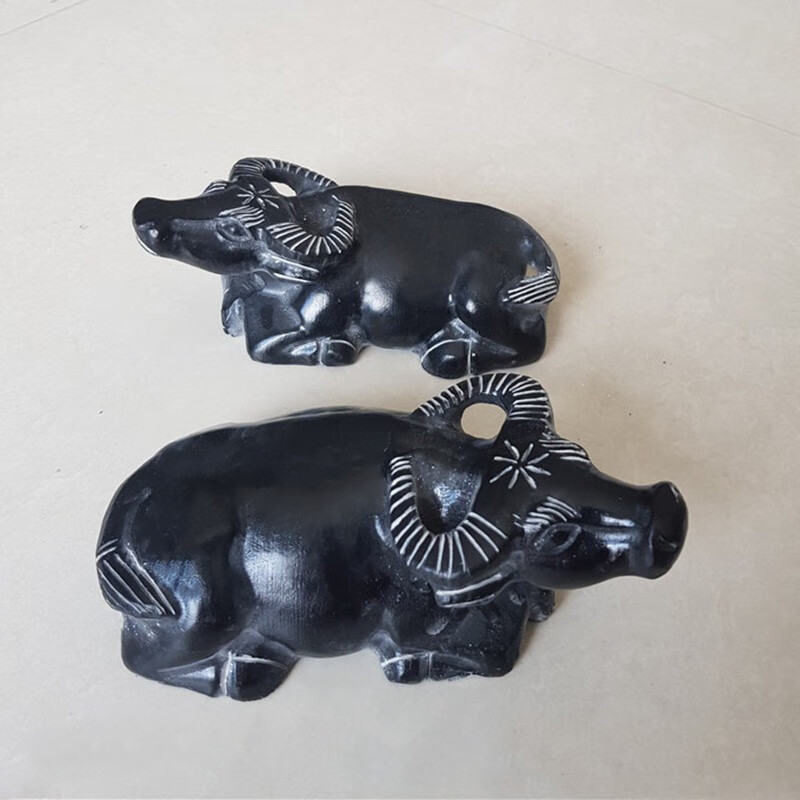 鲁寨石业石雕石头牛摆件青石水牛招财牛摆件牛石牛石雕牛 25厘米长一