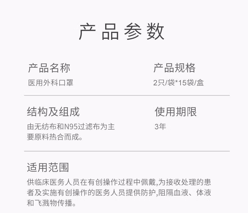 医用外科口罩 一次性医用口罩成人款 三层过滤透气蓝色无菌外科口罩2