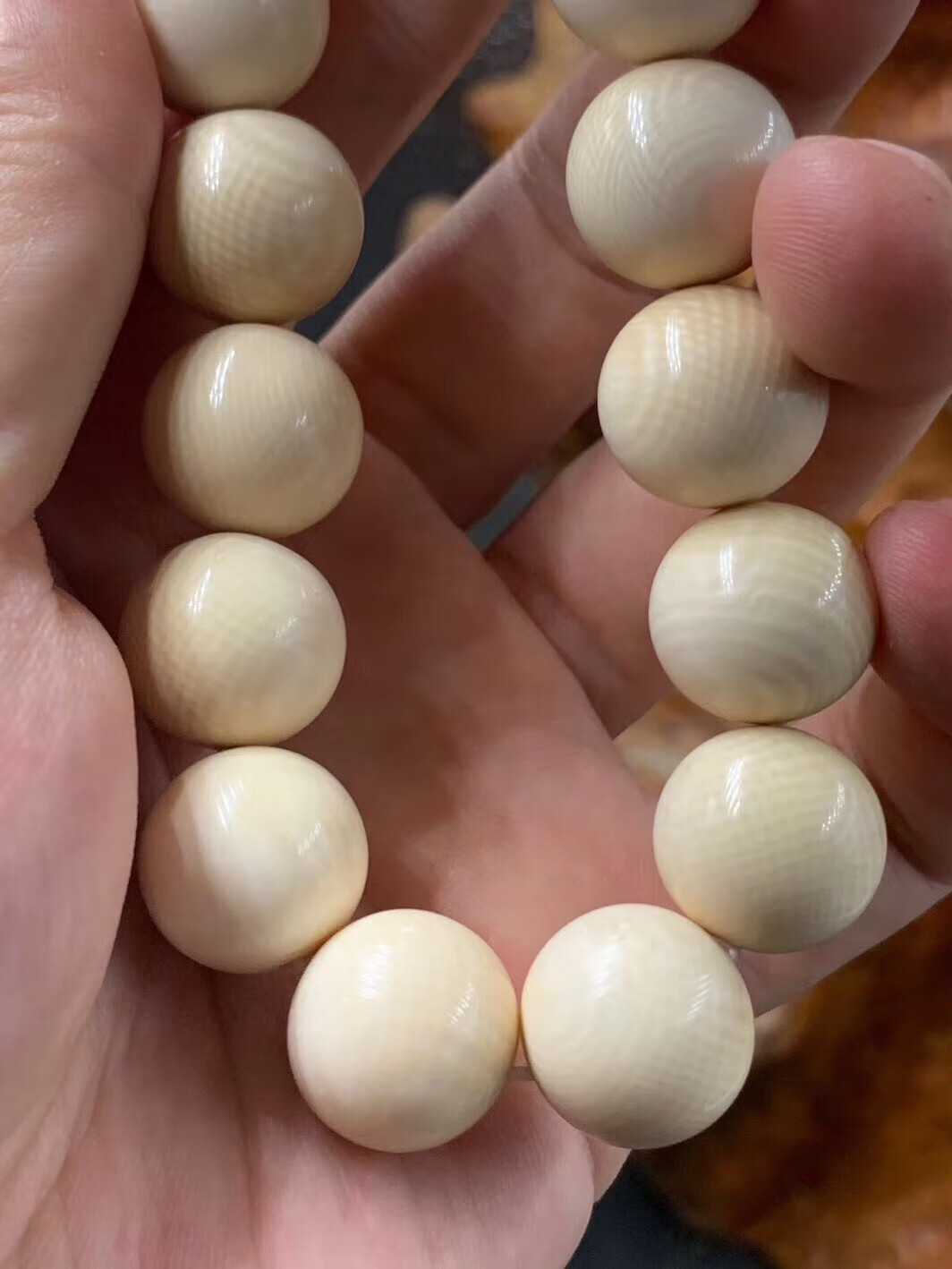 保真猛犸象牙手链上乘冰料男士手串20mm果冻爆满纹佛珠15 16mm(满纹