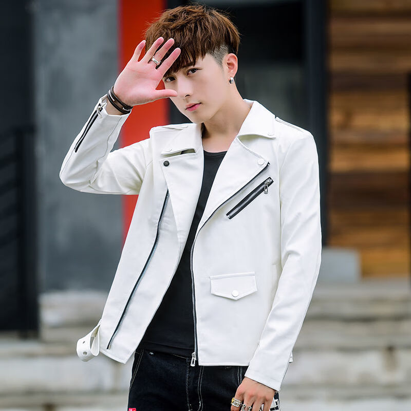 叶余皮衣外套男秋冬季新款男士加绒皮衣外套男修身加