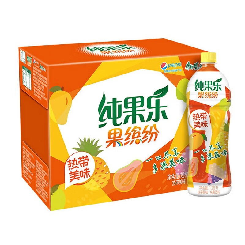 百事可乐 纯果乐果缤纷450ml*15瓶箱装饮品果汁饮料热带美味蜜桃樱桃