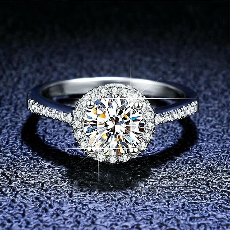 【深枝珠宝】drpt950铂金白金戒指女款指环镶嵌进口莫桑石气质心形