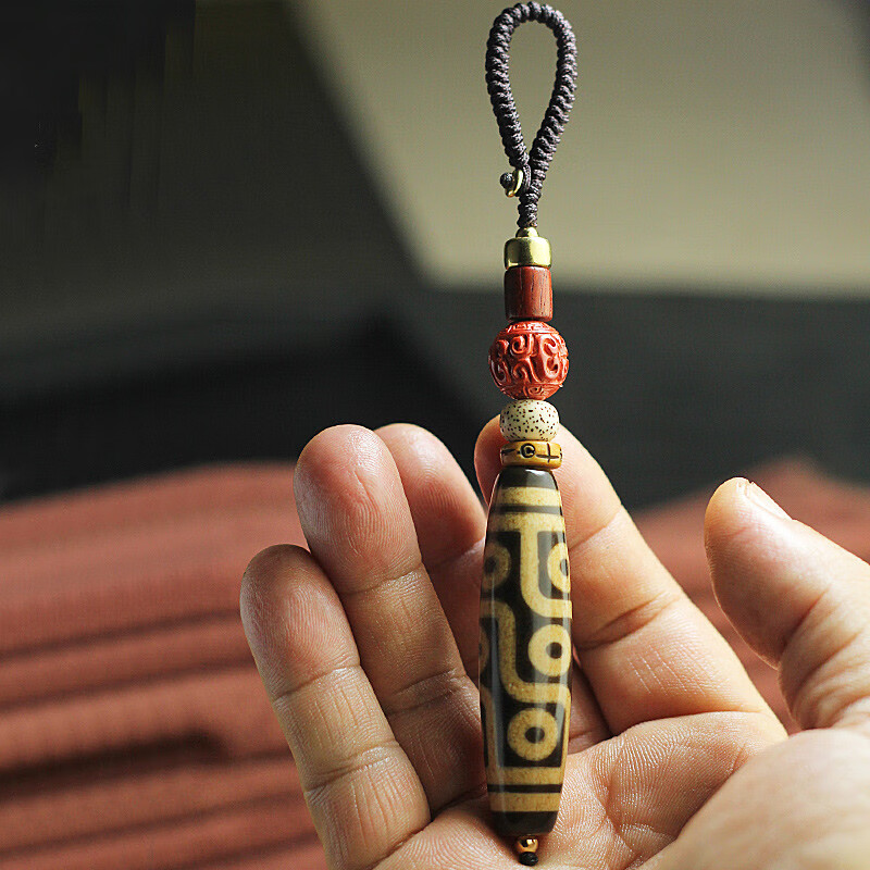 韩莹西藏九眼天珠汽车钥匙挂件包包腰挂饰创意复古个性链男女款钥匙扣