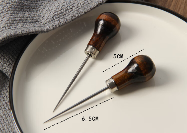 锥子木柄锥子锥子针手工老式针锥子皮革打孔工具双葫芦全钢锥子3个