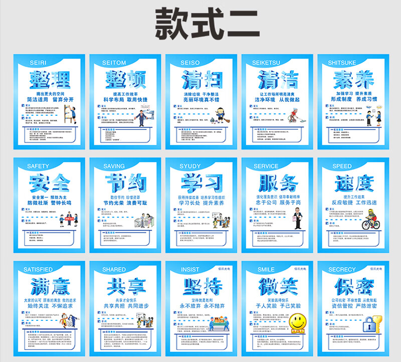 5s管理標識牌貼醫院幼兒園6s管理制度牌7s車間辦公室廚房管理標識牌8