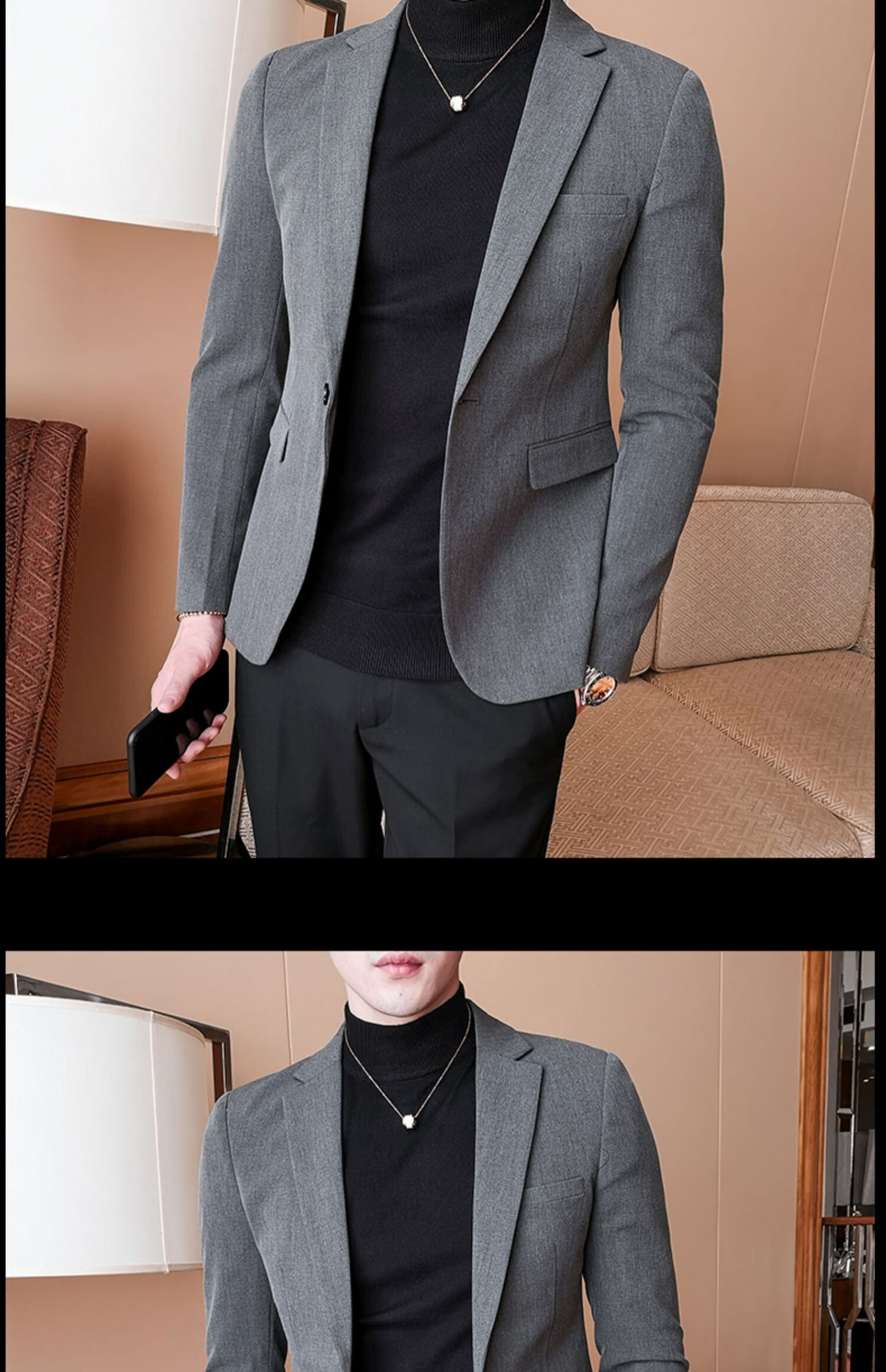 雅鹿西服套装男免烫抗皱冬季新款男士韩版修身商务职业休闲单西正装