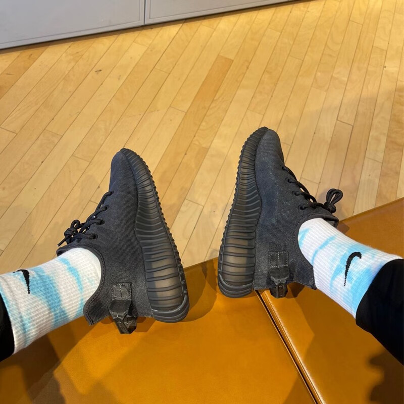 阿迪达斯(adidas)yeezy 椰子350黑天使纯黑跑步鞋男鞋女鞋低帮休闲鞋