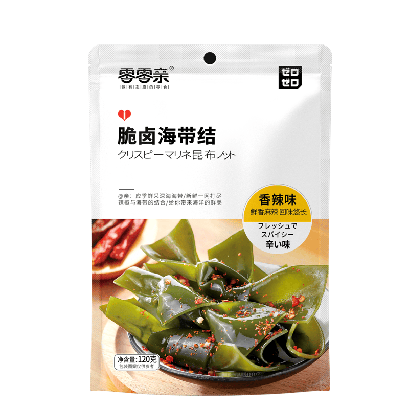 零零亲香辣味海带片海带结即食休闲海味零食办公室小吃独立包装108g