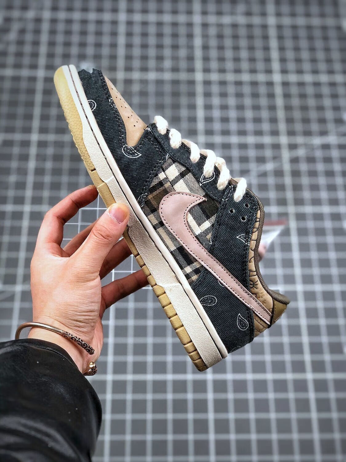 travis scott × sb dunk low 腰果花ow联名男女低帮运动休闲板鞋