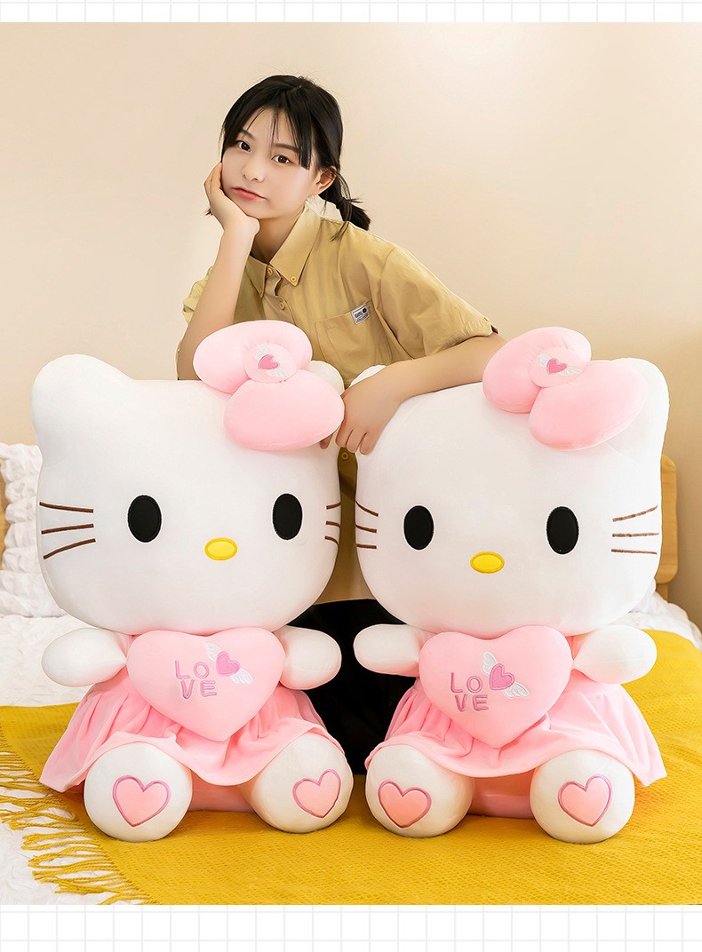 大號hellokitty公仔哈嘍keiti毛絨玩具布娃娃女孩凱蒂貓咪kt貓送女