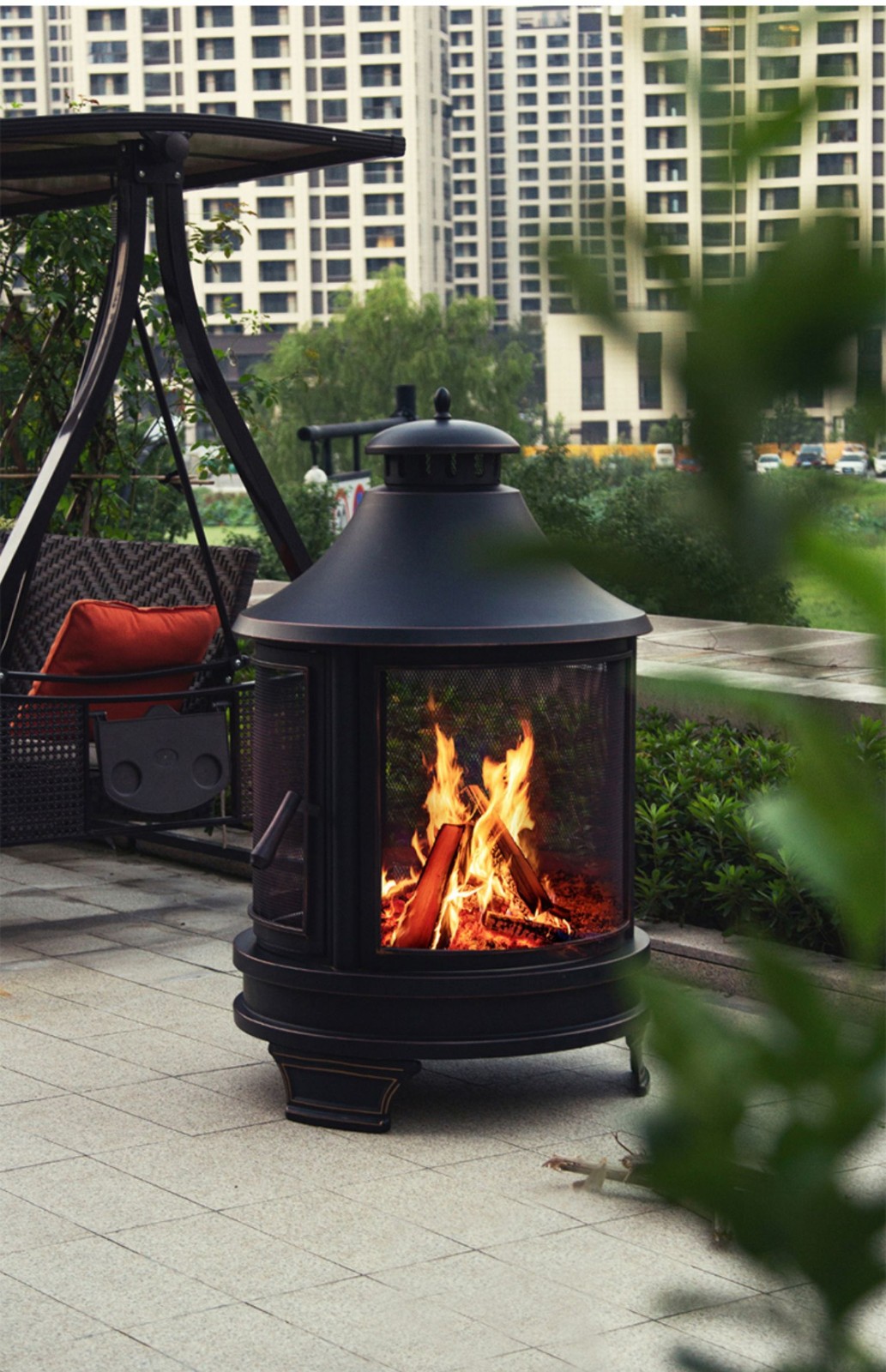 紫叶户外花园取暖庭院烤火炉家用柴火美式木炭烧烤炉室