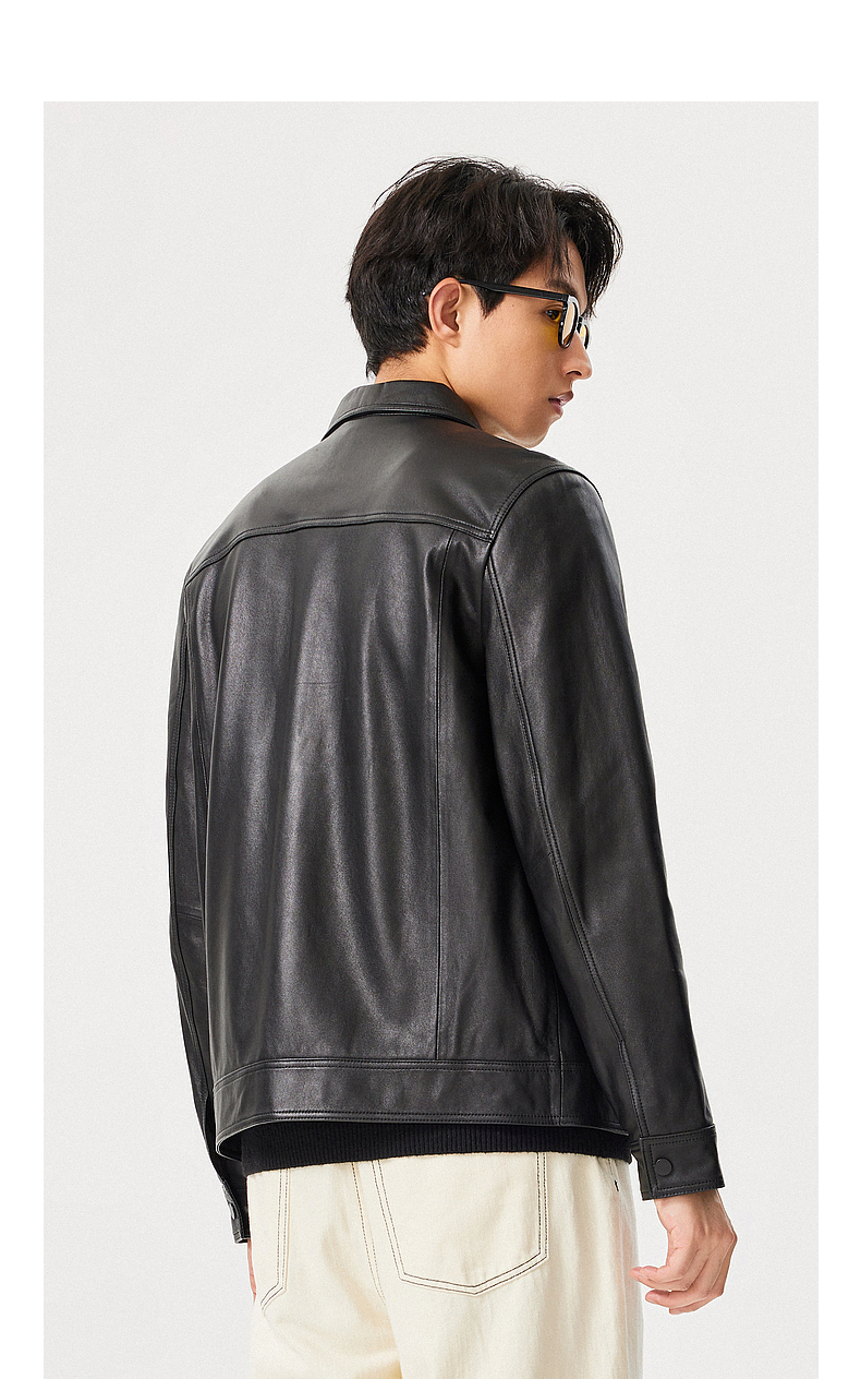 cabbeen卡宾男装真皮皮衣2022年秋冬季新款潮流休闲外套港风机车服