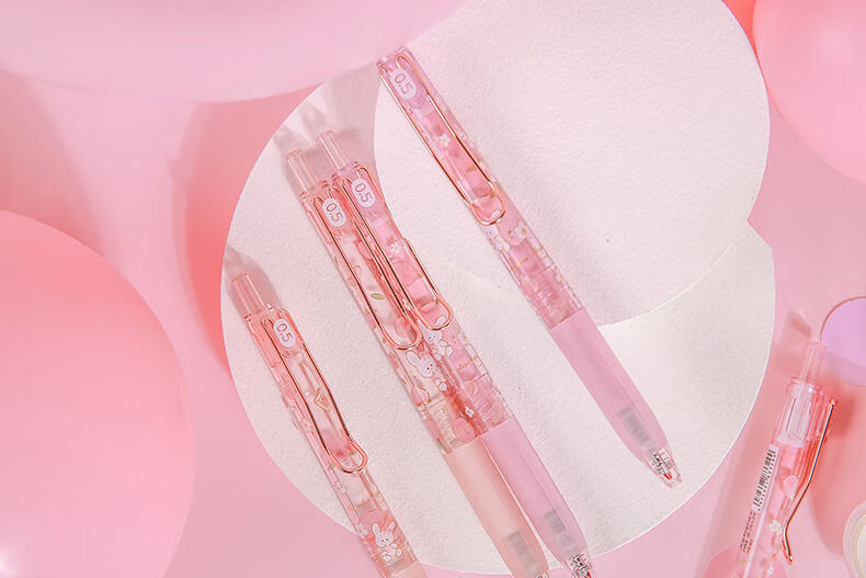 5mm黑色 可爱的笔 少女心好看的笔 南希兔中性笔【黑色0.