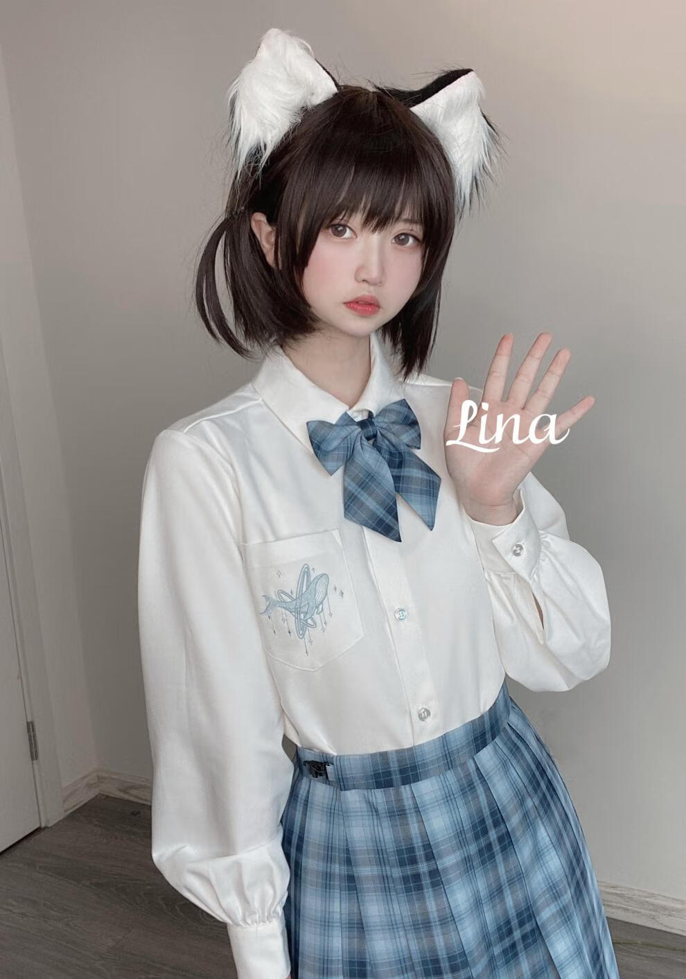 jk制服套装 【御茶家】鲸屿刺绣jk衬衫上衣制服白色短长袖男女春秋