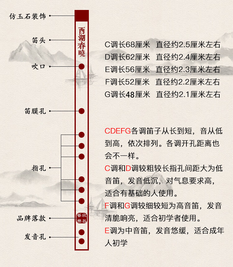 笛子初学横笛 一节零基础入门古风乐器efg苦竹笛白紫黑色儿童 紫色