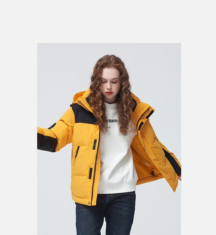 na纳迪亚羽绒服21冬季新款mq情侣潮流时尚撞色拼接工装款羽绒服黑色