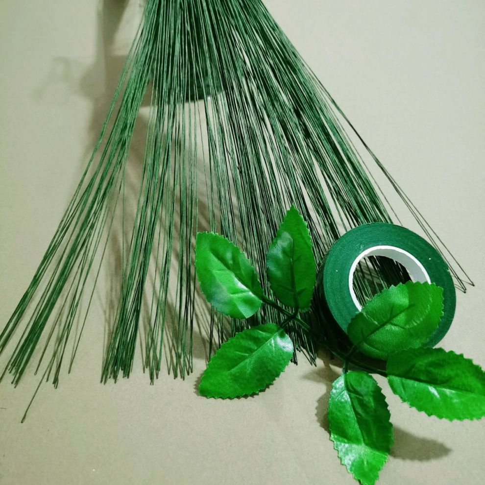 26号绿细铁丝叶脉花径花杆纸花纸藤花diy材料丝网花手工花活动26号