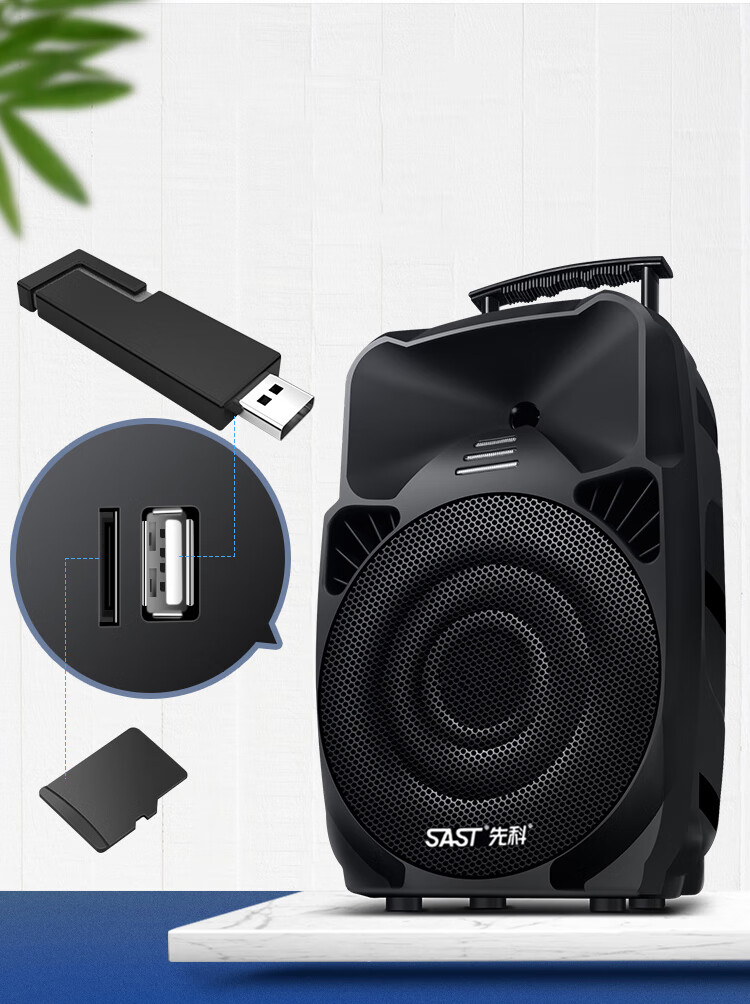 先科sasta89wm12英寸大功率重低音广场舞音响移动户外蓝牙拉杆音箱