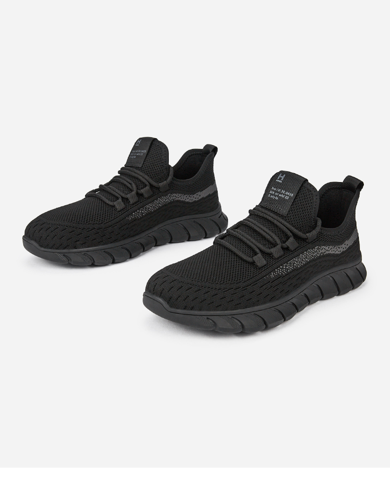 热风男鞋2022年春季新款网面透气鞋潮流休闲鞋子男01黑色40偏大半码