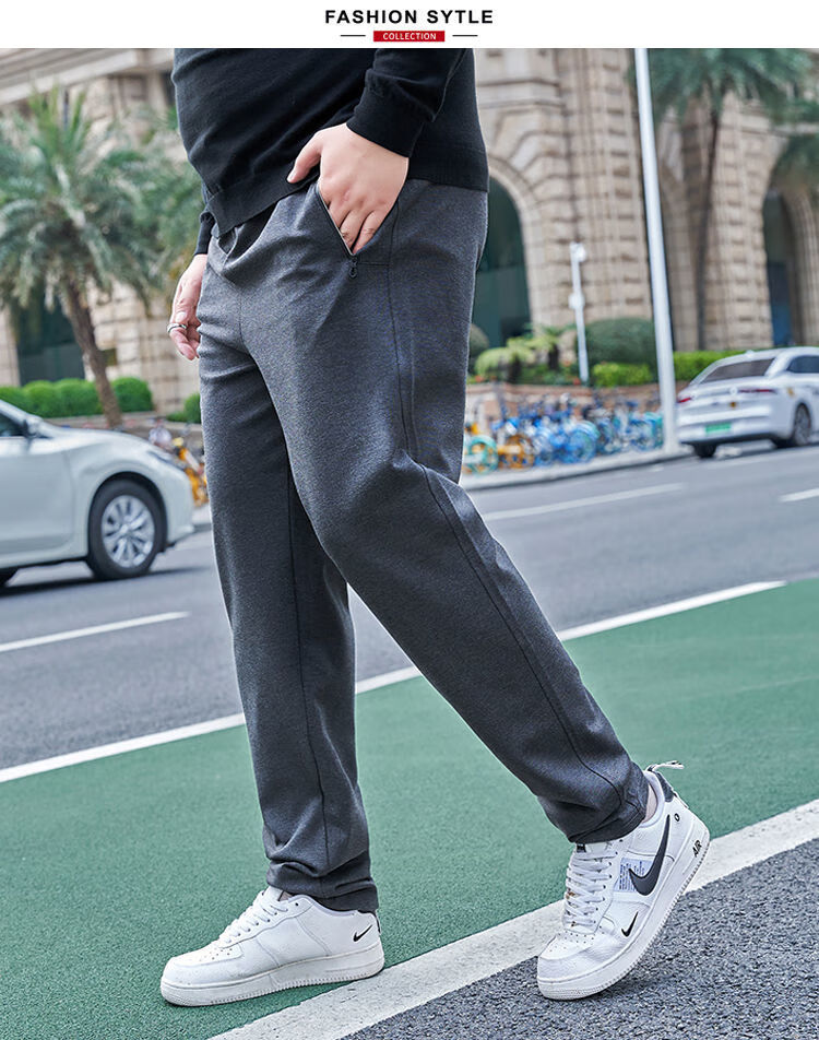 裤男胖子肥佬长裤运动裤男直筒宽松裤子300斤9586加绒蓝色8xl270290斤