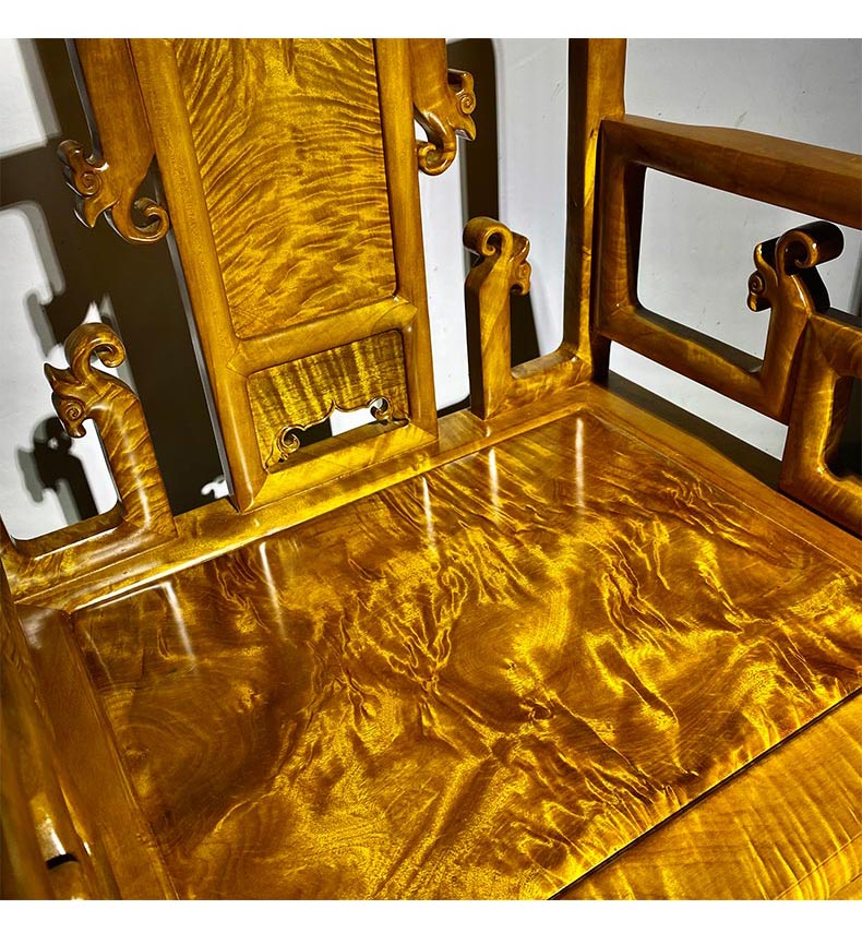 新款金丝楠木桌餐桌餐椅小叶桢楠满水波休闲方桌椅组合仿古新中式知古