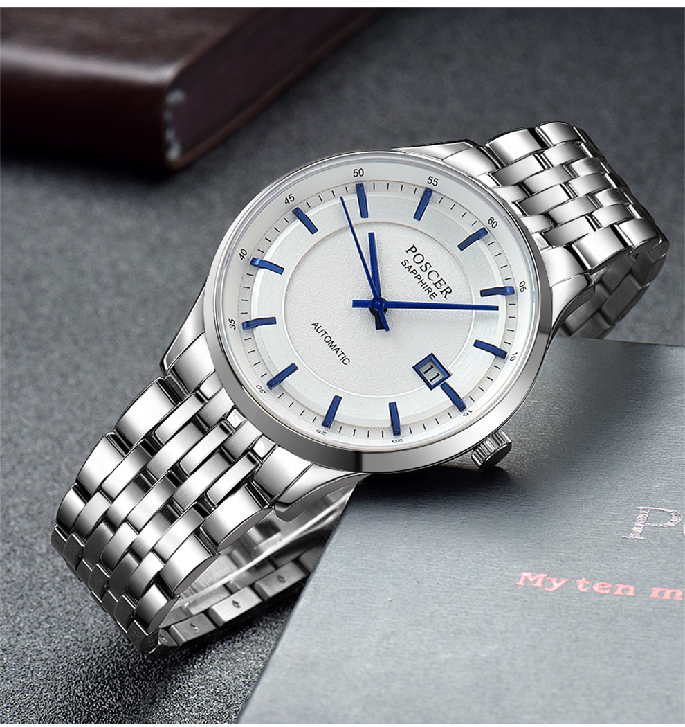 手表男士自动机械表时尚超薄男表钢带商务高档防水保时捷腕表6066m