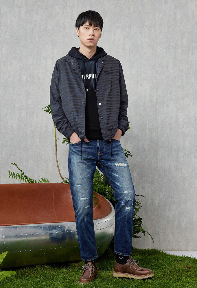 商场同款cat卡特夹克外套男2022年春季新款新春虎纹反光渐变夹克工装