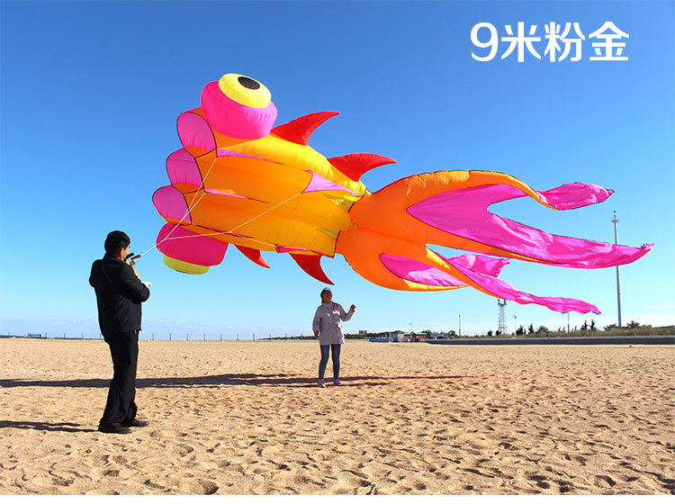 京选好货2022升级款风筝青州马老四大金鱼风筝软体大型尼龙伞布风筝