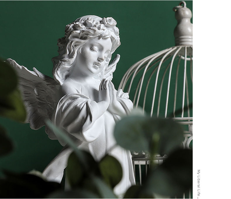 北欧创意人物天使雕塑摆设家居客厅书柜装饰工艺品雕像摆件天使少女