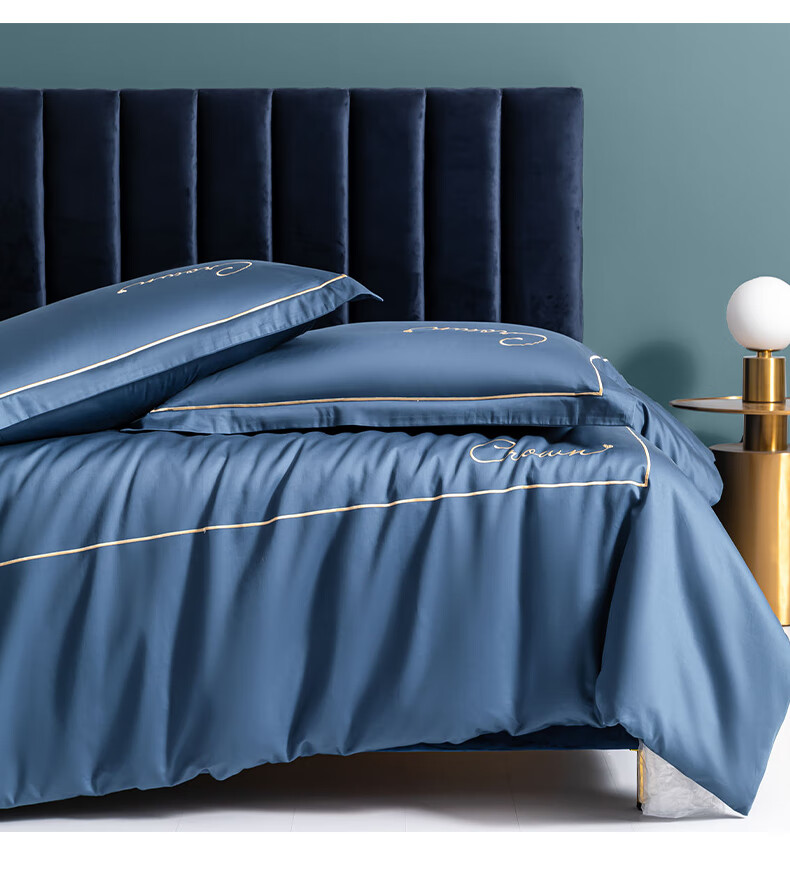 老人头(larento) 家纺 a类100支长绒棉刺绣四件套 全棉刺绣被套纯棉