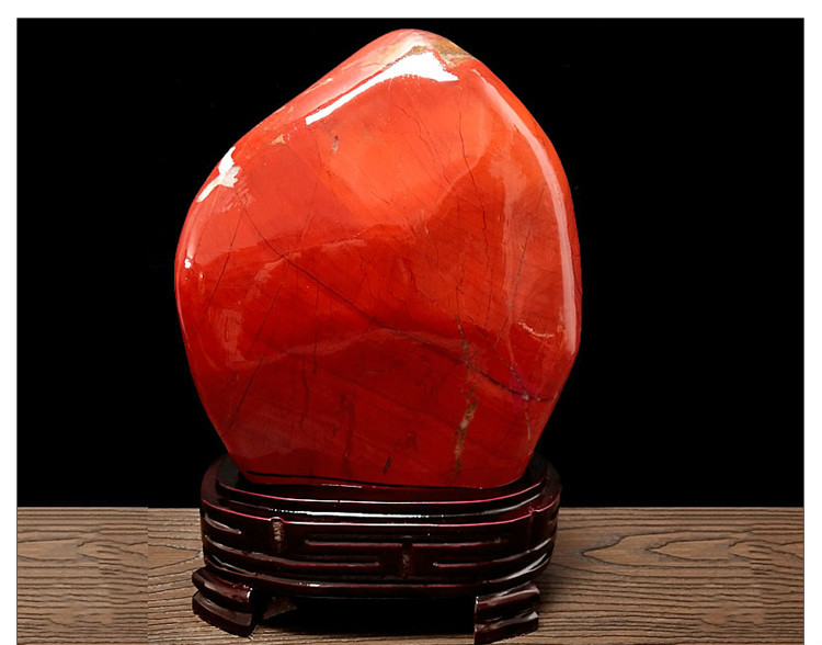 天然奇石玉石摆件南非红碧玉鸡血石玛瑙招财石头摆件客厅栗色58财运