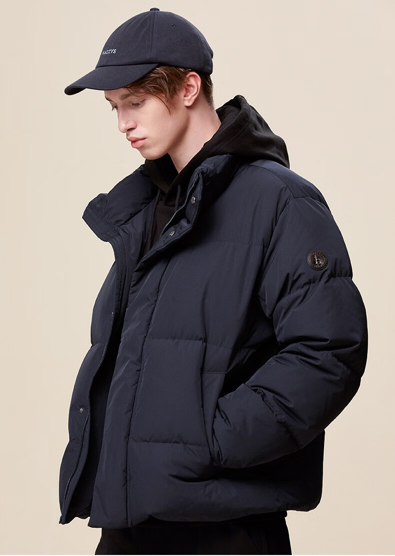 【商场同款】hazzys哈吉斯男装 2022冬季新款羽绒服立领宽松羽绒外套