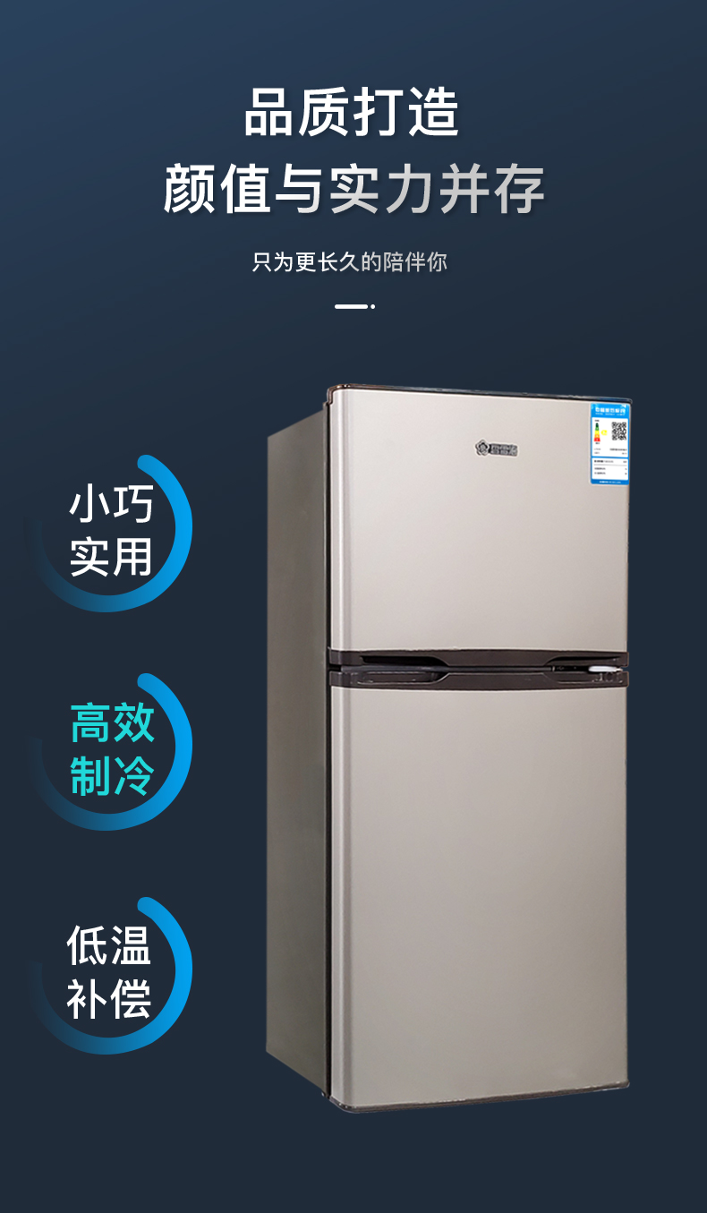 香雪海家用小型电冰箱大容量冷藏冷冻节能家用冰箱bcd290r土豪金铜管
