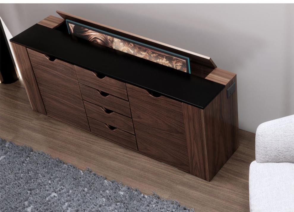 苏明玉电动隐形大理石板组合多功能简约隔断柜双面 柜长=电视长 20cm