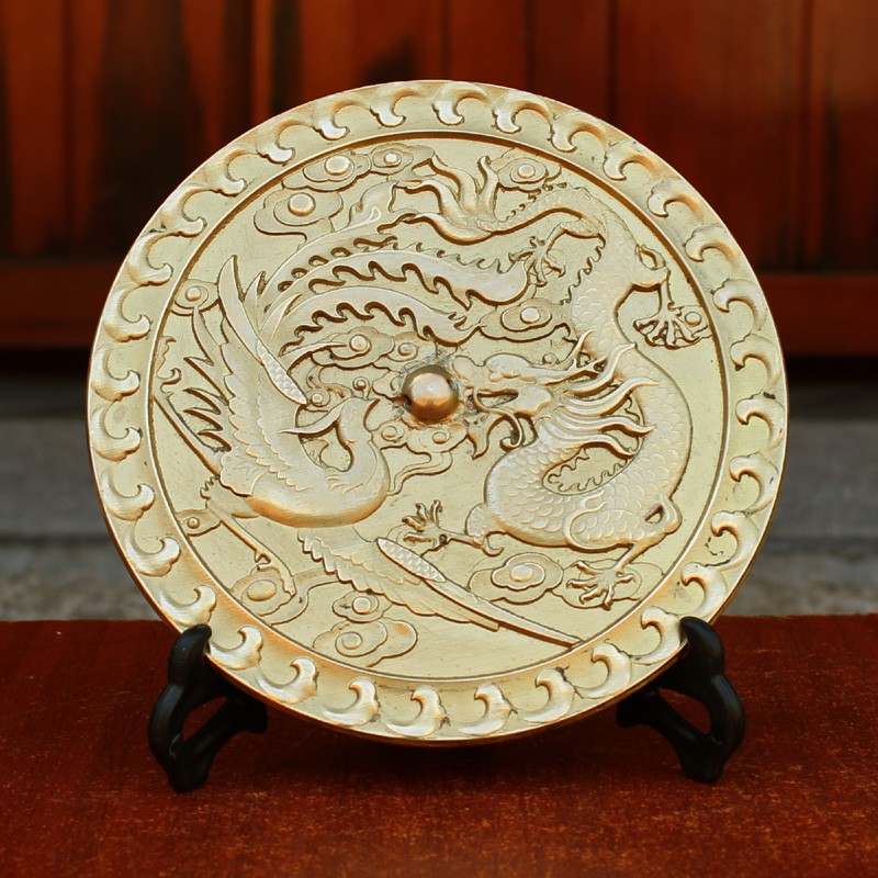 可定制铜镜抛光镜抛光无字镜铜镜子定做铜镜工艺品摆件黄铜平镜定做