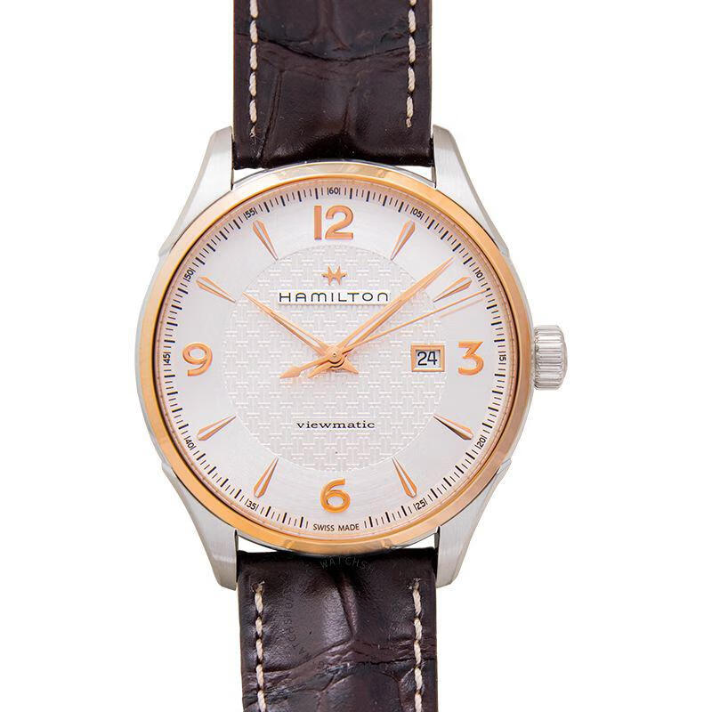 汉米尔顿(hamilton)瑞士手表爵士系列日历银色盘皮带自动机械男表 h4