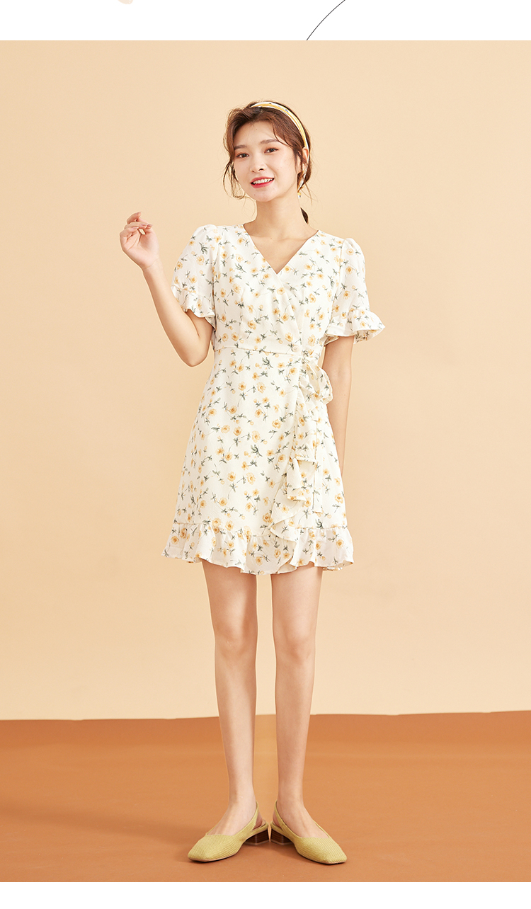 ief爱依服碎花连衣裙女2022年夏季新款气质茶歇裙2710a-d29609- 卡