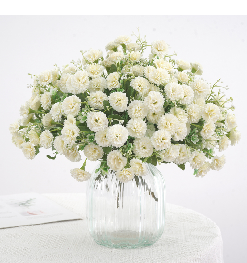 熠文高档仿真花束小丁香康乃馨家居玄关餐桌摆放假花花束野餐花篮装饰