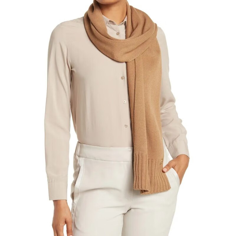 michaelmichaelkors女士围巾mk围巾围脖秋冬保暖罗纹麻花纹毛线cream