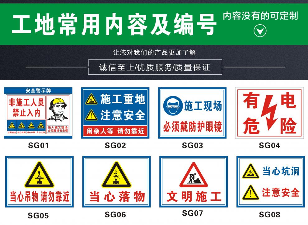 工地施工警示牌礦山礦區工程標識牌建築現場戴安全帽標誌牌文明標語