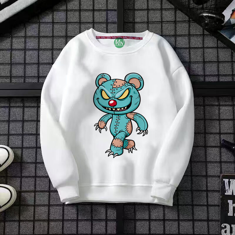 红书依店 2022秋冬薄款暴力熊卫衣精神小伙男圆领卫衣学生休闲百搭