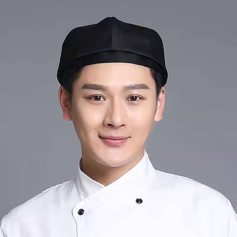 前进帽中青年厨师帽男女服务员透气网贝雷帽西餐厅酒店厨房火锅店快