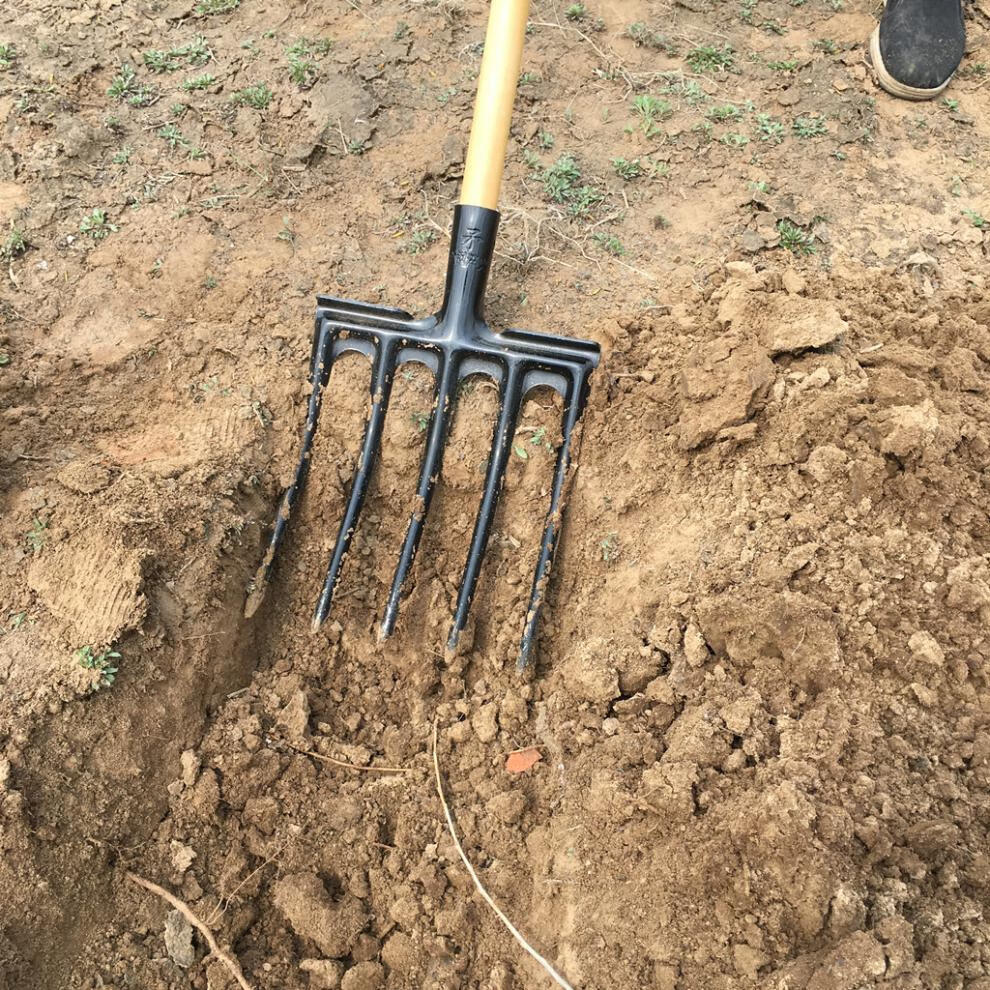 翻土神器家用翻地鬆土工具五齒叉子翻土耙子全鋼加厚挖土神器起糞叉