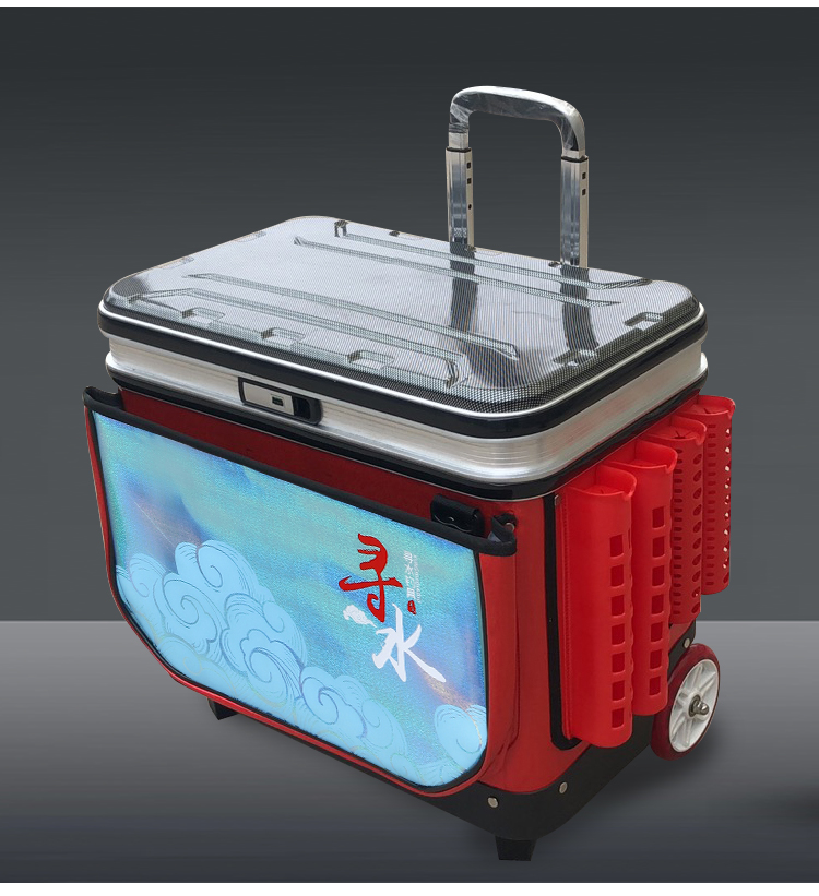 鱼护桶多功能钓箱加厚钓鱼桶装鱼桶渔具 梦者拉杆箱(红色)【图片 价格