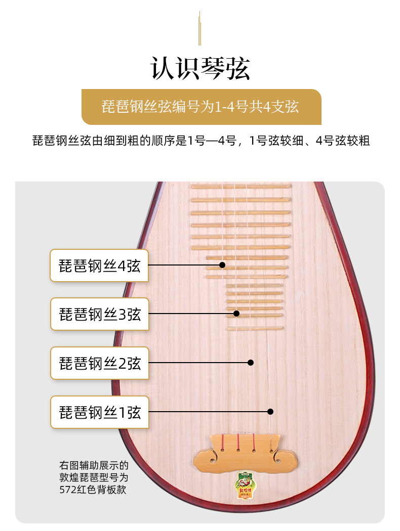 依之木敦煌牡丹型钢丝琵琶弦上海敦煌琴弦配件琵琶琴弦1234弦整套 1弦