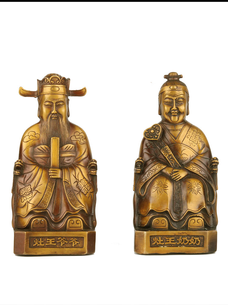 烨琪铜灶王爷灶王奶铜像一套铜灶公灶婆灶王圣君灶君像家居摆件工礼品