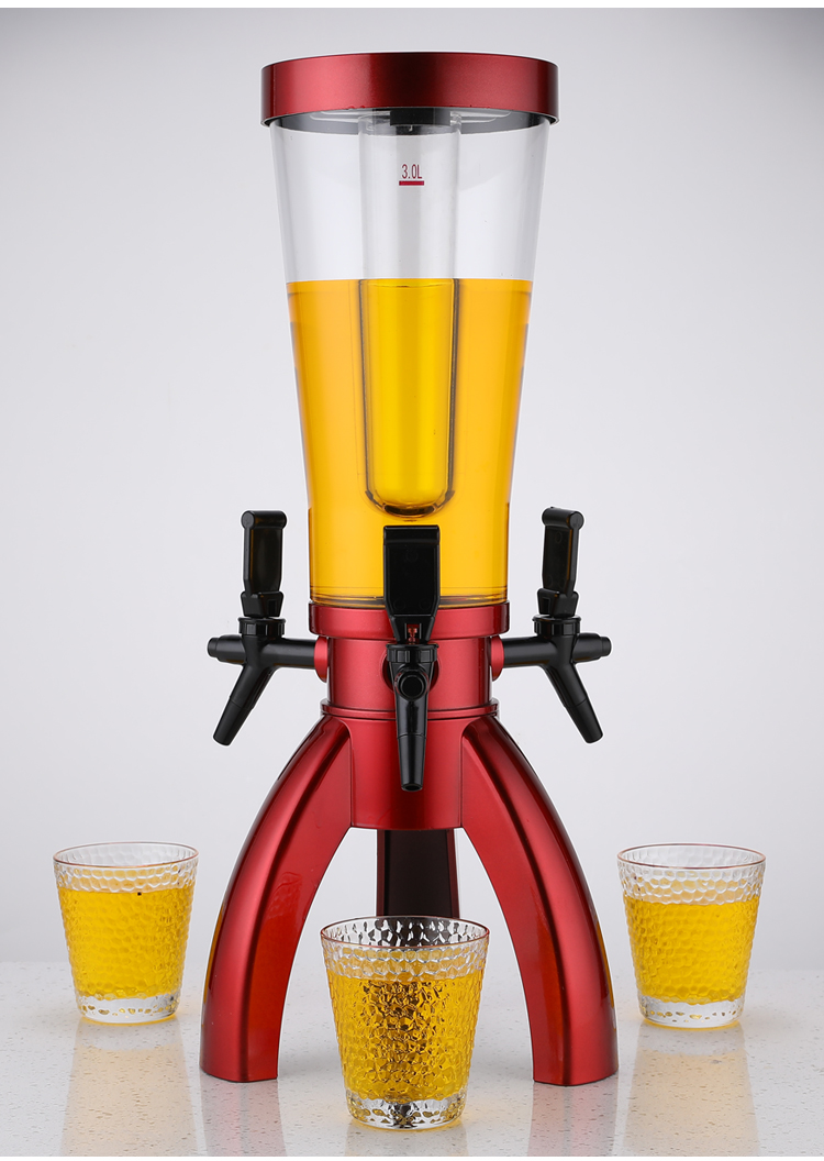 桶3升带灯龙头可乐扎啤桶网红啤酒炮 3升带冰柱配灯黑色酒炮【图片